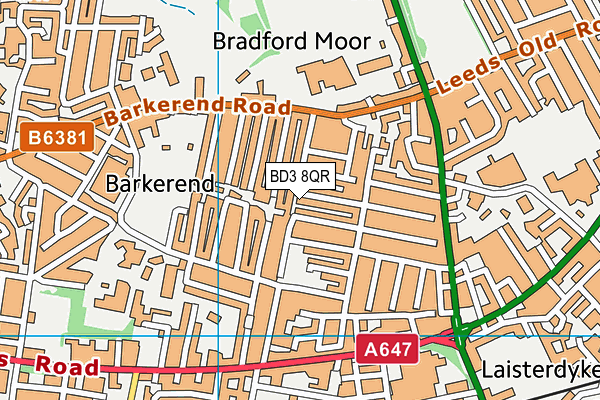 BD3 8QR map - OS VectorMap District (Ordnance Survey)