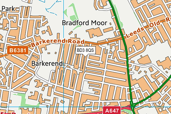 BD3 8QS map - OS VectorMap District (Ordnance Survey)