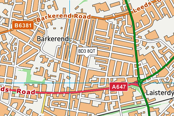 BD3 8QT map - OS VectorMap District (Ordnance Survey)