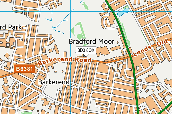 BD3 8QX map - OS VectorMap District (Ordnance Survey)