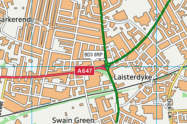 The Laisterdyke Hub map (BD3 8RP) - OS VectorMap District (Ordnance Survey)