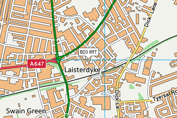 BD3 8RT map - OS VectorMap District (Ordnance Survey)