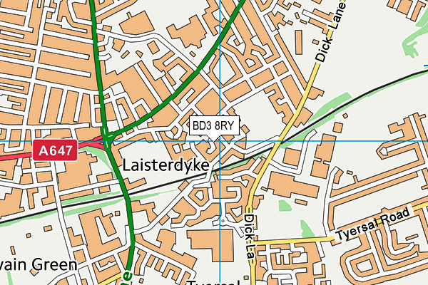 BD3 8RY map - OS VectorMap District (Ordnance Survey)