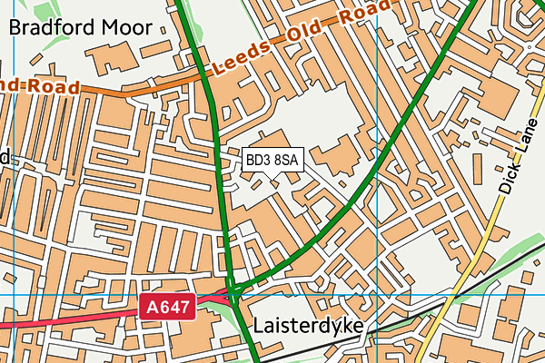BD3 8SA map - OS VectorMap District (Ordnance Survey)
