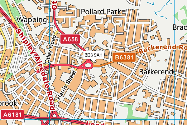 BD3 9AH map - OS VectorMap District (Ordnance Survey)