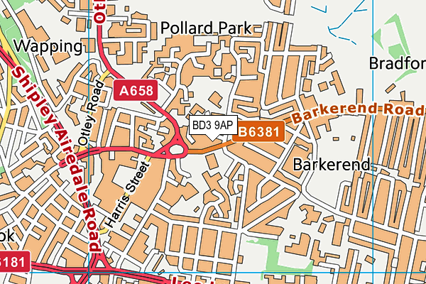 BD3 9AP map - OS VectorMap District (Ordnance Survey)