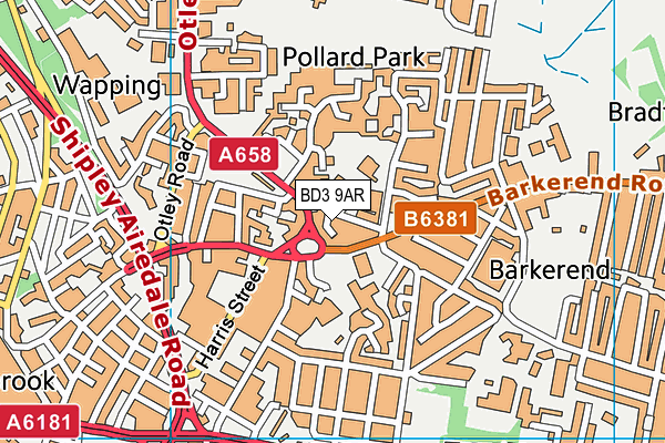 BD3 9AR map - OS VectorMap District (Ordnance Survey)