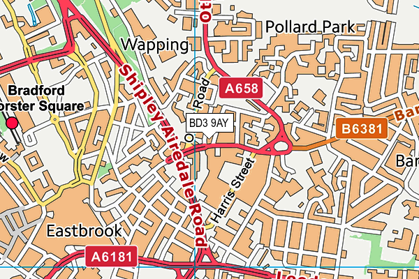 BD3 9AY map - OS VectorMap District (Ordnance Survey)