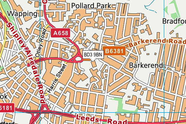 BD3 9BN map - OS VectorMap District (Ordnance Survey)