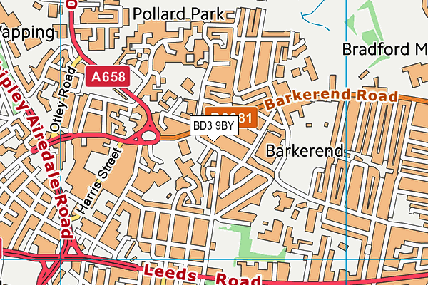 BD3 9BY map - OS VectorMap District (Ordnance Survey)