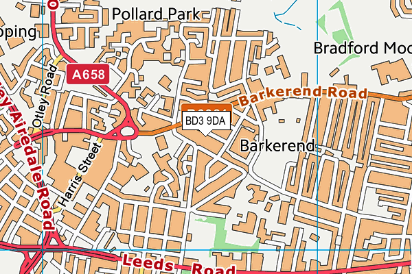 BD3 9DA map - OS VectorMap District (Ordnance Survey)