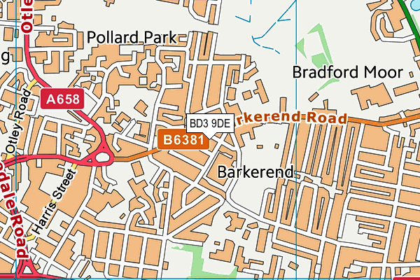 BD3 9DE map - OS VectorMap District (Ordnance Survey)