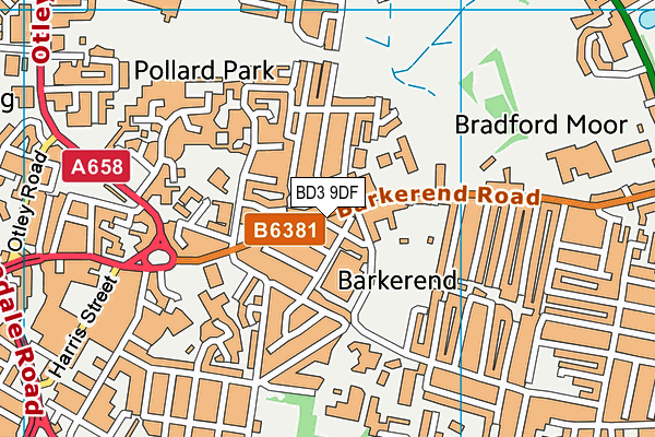 BD3 9DF map - OS VectorMap District (Ordnance Survey)