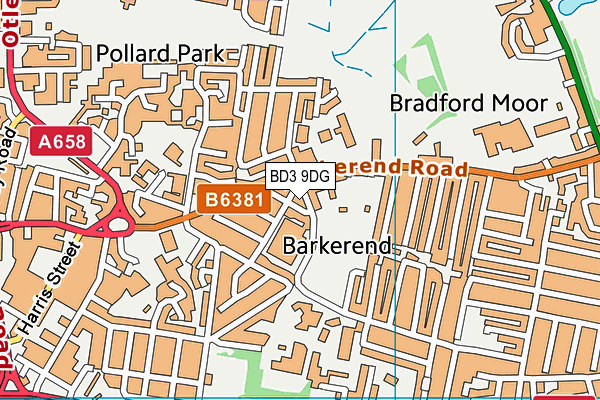 BD3 9DG map - OS VectorMap District (Ordnance Survey)