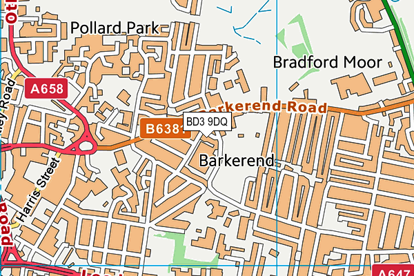 BD3 9DQ map - OS VectorMap District (Ordnance Survey)