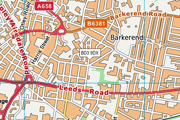 BD3 9DX map - OS VectorMap District (Ordnance Survey)