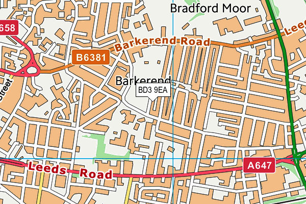 BD3 9EA map - OS VectorMap District (Ordnance Survey)