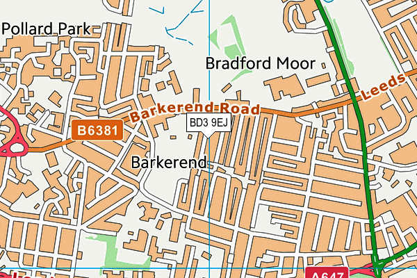 BD3 9EJ map - OS VectorMap District (Ordnance Survey)