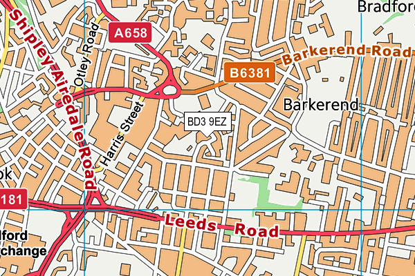 BD3 9EZ map - OS VectorMap District (Ordnance Survey)