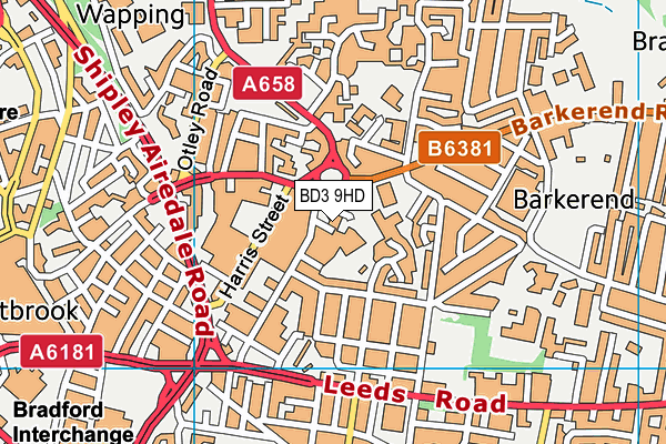 BD3 9HD map - OS VectorMap District (Ordnance Survey)