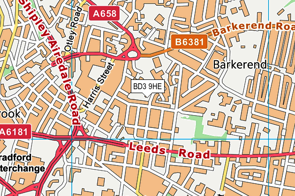 BD3 9HE map - OS VectorMap District (Ordnance Survey)