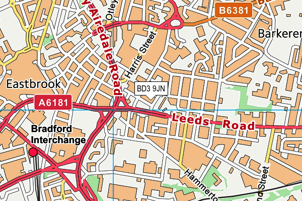 BD3 9JN map - OS VectorMap District (Ordnance Survey)