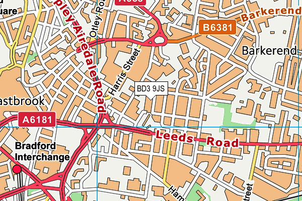 BD3 9JS map - OS VectorMap District (Ordnance Survey)