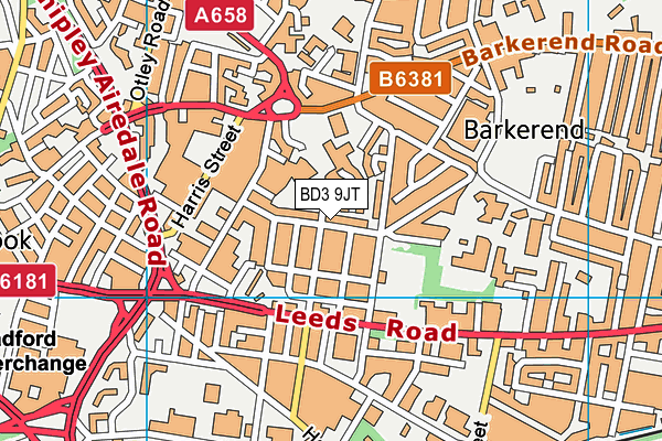 BD3 9JT map - OS VectorMap District (Ordnance Survey)