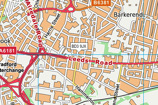 BD3 9JX map - OS VectorMap District (Ordnance Survey)