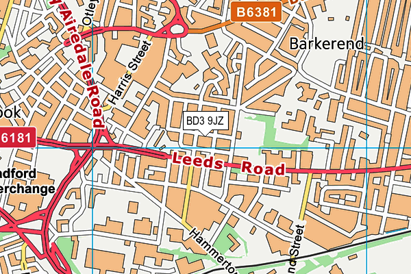 BD3 9JZ map - OS VectorMap District (Ordnance Survey)