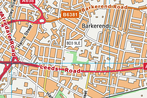 BD3 9LE map - OS VectorMap District (Ordnance Survey)