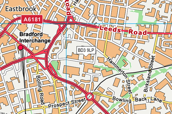 BD3 9LP map - OS VectorMap District (Ordnance Survey)