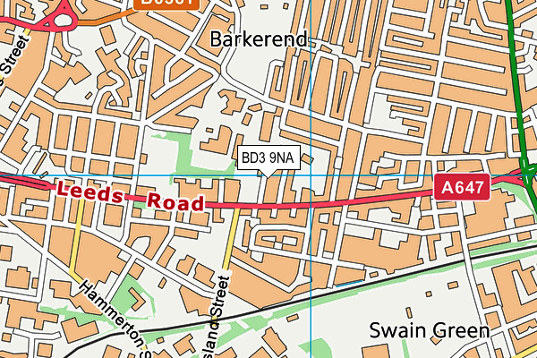 BD3 9NA map - OS VectorMap District (Ordnance Survey)