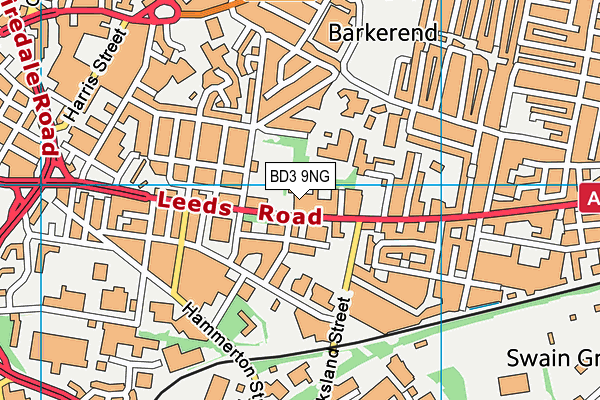 BD3 9NG map - OS VectorMap District (Ordnance Survey)
