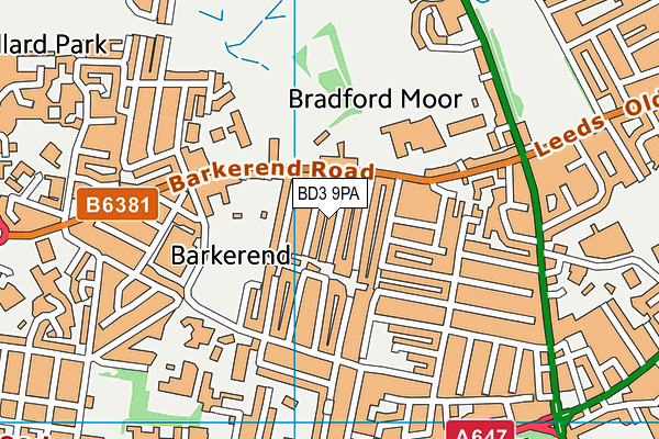 BD3 9PA map - OS VectorMap District (Ordnance Survey)