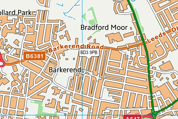 BD3 9PB map - OS VectorMap District (Ordnance Survey)