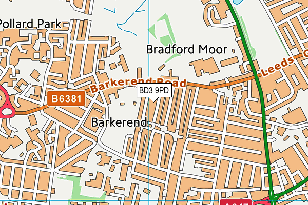 BD3 9PD map - OS VectorMap District (Ordnance Survey)