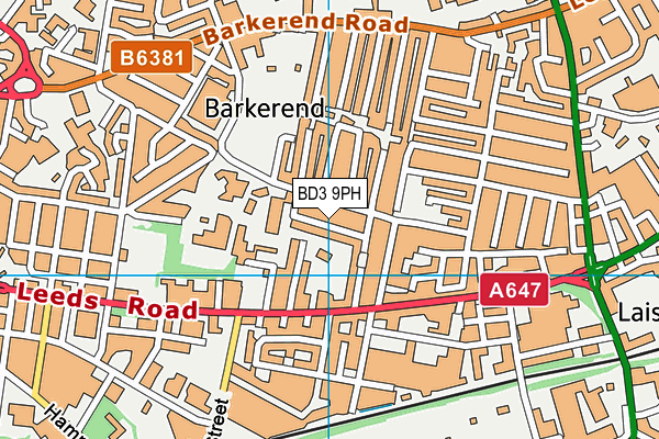 BD3 9PH map - OS VectorMap District (Ordnance Survey)