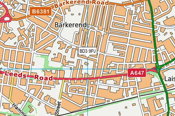 BD3 9PJ map - OS VectorMap District (Ordnance Survey)
