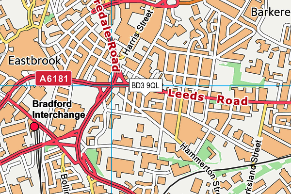 BD3 9QL map - OS VectorMap District (Ordnance Survey)