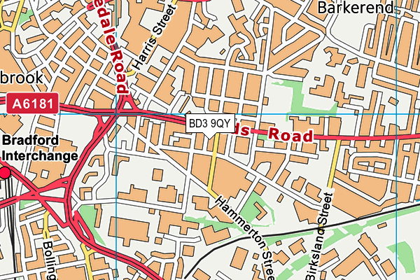 BD3 9QY map - OS VectorMap District (Ordnance Survey)