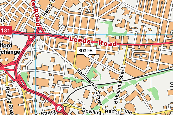 BD3 9RJ map - OS VectorMap District (Ordnance Survey)