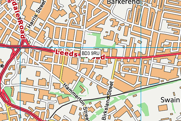 BD3 9RU map - OS VectorMap District (Ordnance Survey)