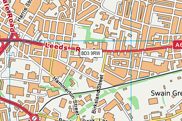 BD3 9RW map - OS VectorMap District (Ordnance Survey)
