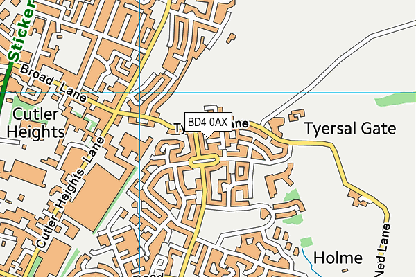 BD4 0AX map - OS VectorMap District (Ordnance Survey)