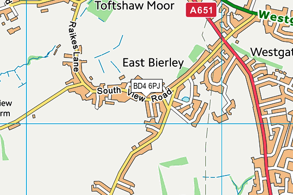 East Bierley Cricket Club map (BD4 6PJ) - OS VectorMap District (Ordnance Survey)