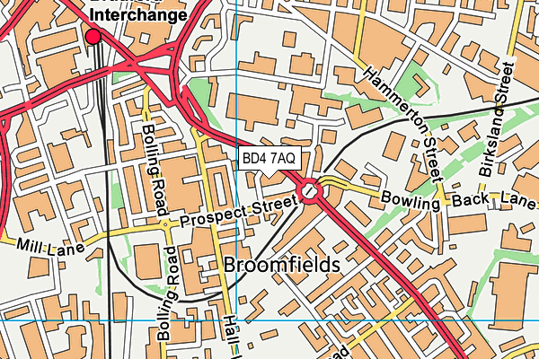 BD4 7AQ map - OS VectorMap District (Ordnance Survey)