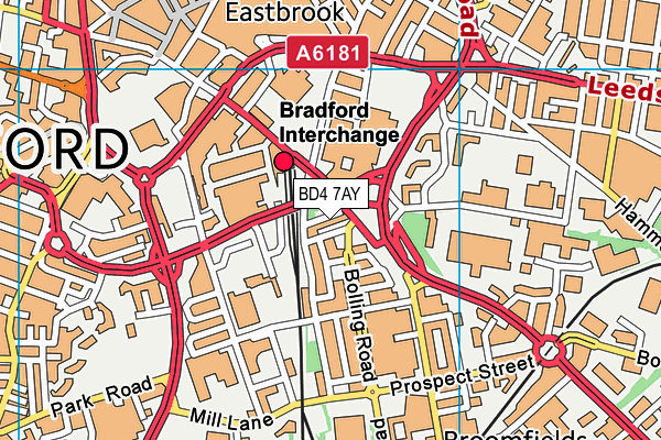 BD4 7AY map - OS VectorMap District (Ordnance Survey)