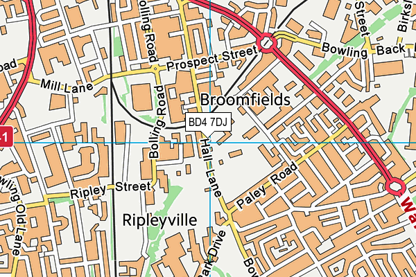 BD4 7DJ map - OS VectorMap District (Ordnance Survey)