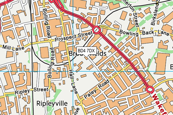 BD4 7DX map - OS VectorMap District (Ordnance Survey)